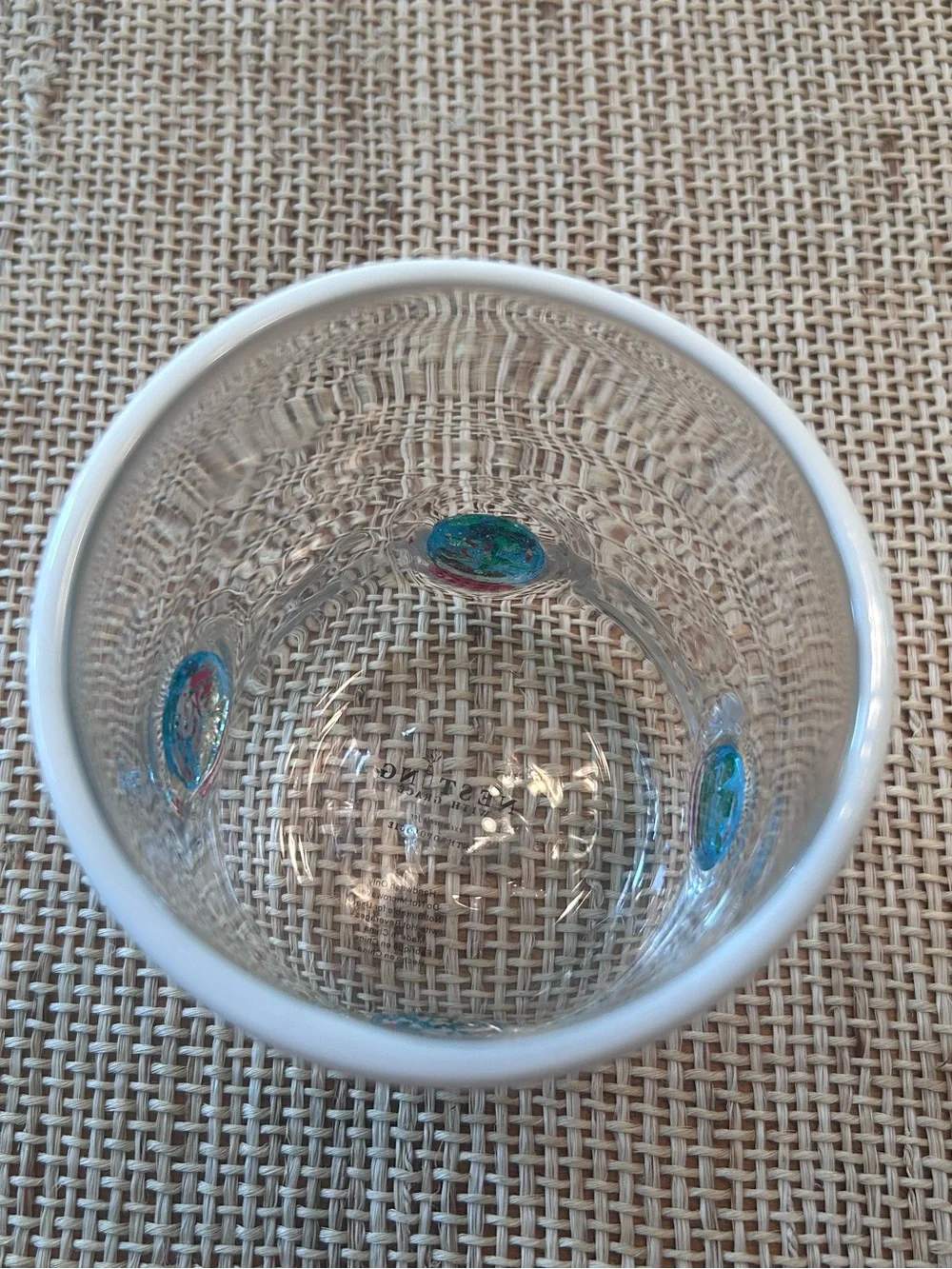 NWT Anthropologie Icon Juice Glass with Green Holiday Snow Globes. 17 oz